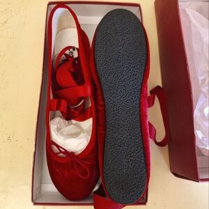 Repetto red velvet ballet flats